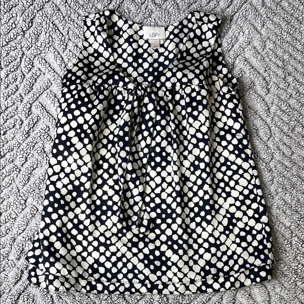 LOFT Black and White Polka Dot Blouse